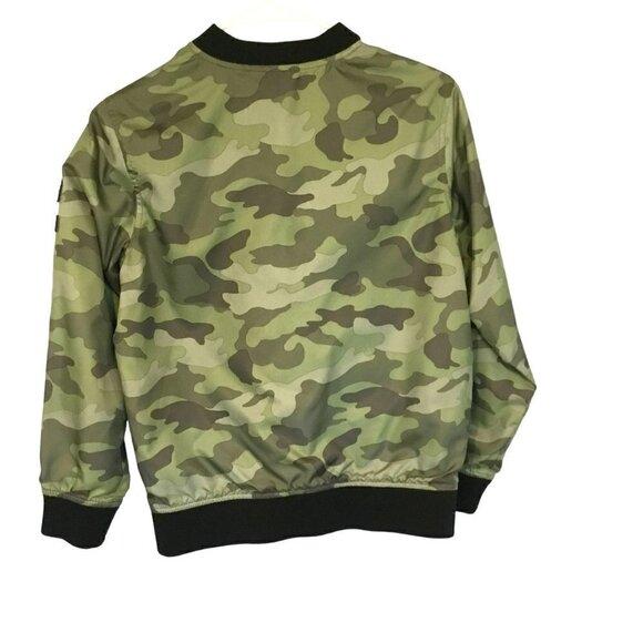 Old Navy Youth Bomber Jacket Green Camo Size Large 10-12 Full Zip Front School - Picture 2 of 9